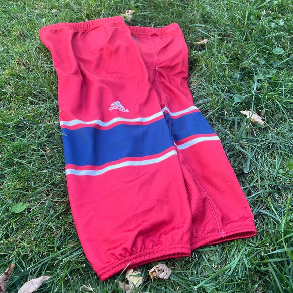 ADIDAS Red White Blue L XL Hockey Socks Velcro Polyester EUC - Picture 2 of 5